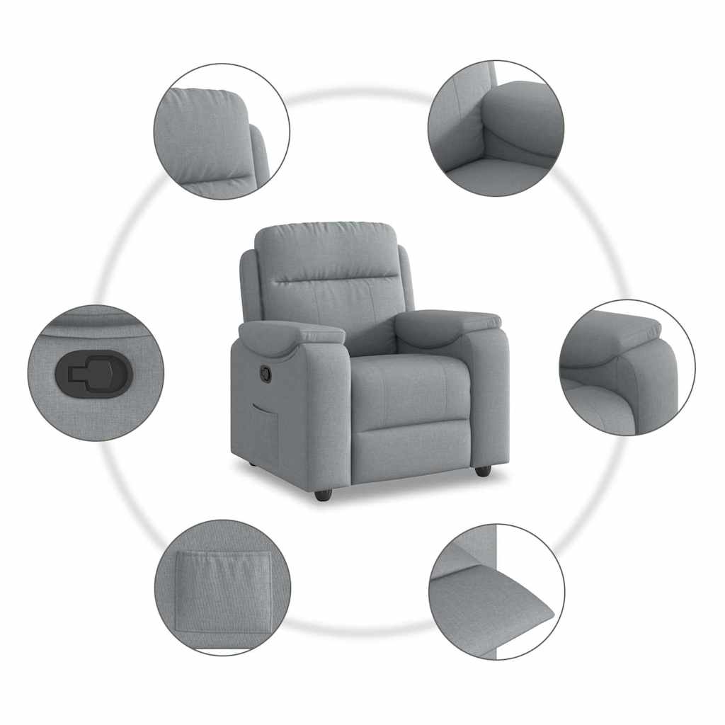 Poltrona Reclinabile in Tessuto Grigio Chiaro