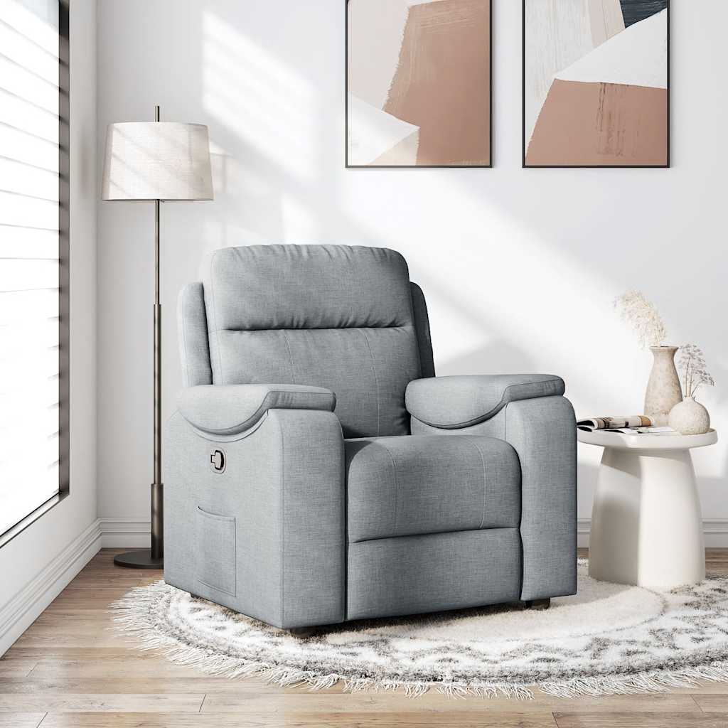 Poltrona Reclinabile in Tessuto Grigio Chiaro