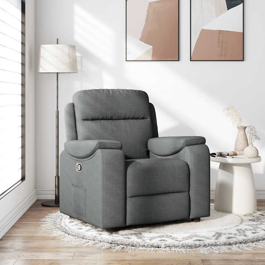 Poltrona Reclinabile in Tessuto Grigio Scuro