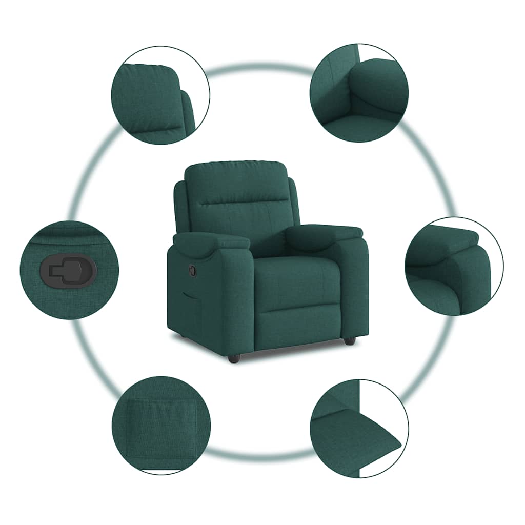 Poltrona Reclinabile in Tessuto Verde Scuro
