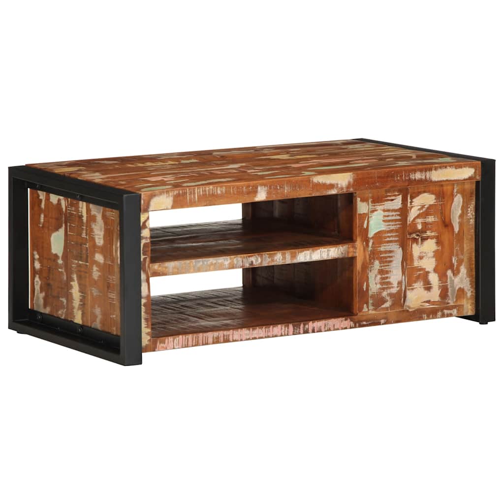 Tavolino Salotto Multicolore 90x50x36cm Legno Massello Recupero