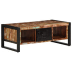 Tavolino Salotto Multicolore 90x50x36cm Legno Massello Recupero