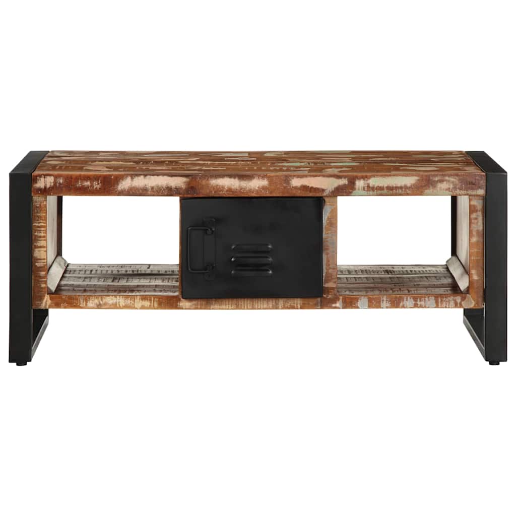 Tavolino Salotto Multicolore 90x50x36cm Legno Massello Recupero