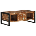 Tavolino Salotto Multicolore 90x50x36cm Legno Massello Recupero