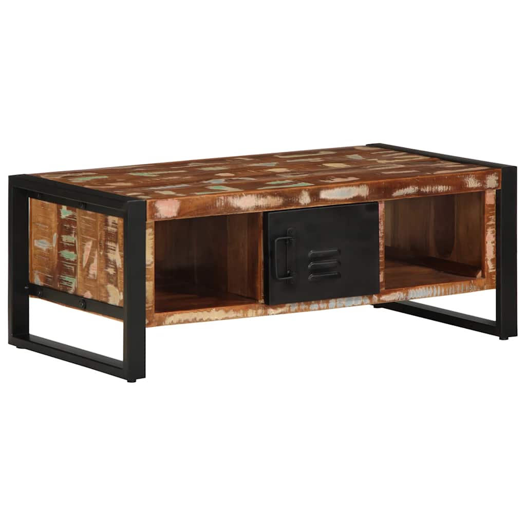 Tavolino Salotto Multicolore 90x50x36cm Legno Massello Recupero