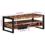 Tavolino Salotto Multicolore 90x50x36cm Legno Massello Recupero
