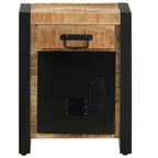 Comodino 40x30x50 cm in Legno Massello di Mango Grezzo