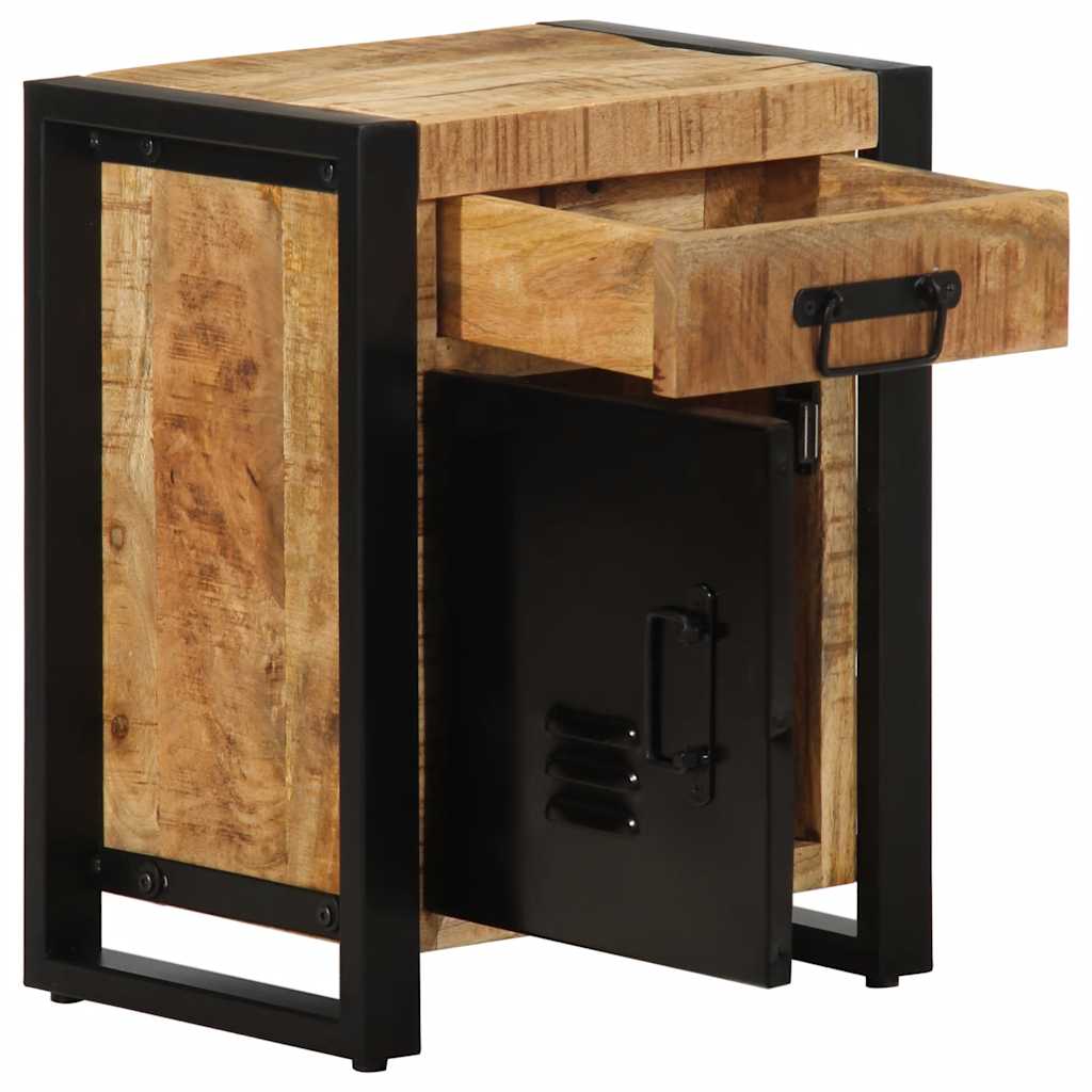 Comodino 40x30x50 cm in Legno Massello di Mango Grezzo