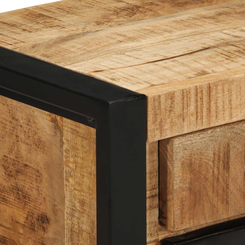 Comodino 40x30x50 cm in Legno Massello di Mango Grezzo