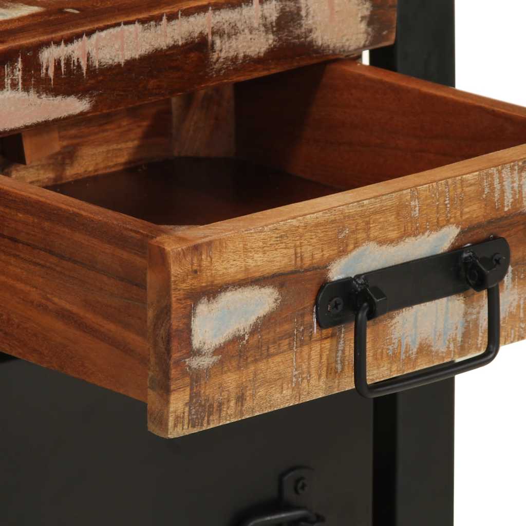 Comodini 2 pz Multicolore in Legno Massello di Mango Grezzo