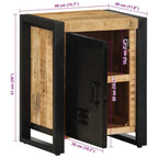 Comodino 40x30x51 cm in Legno Grezzo Massello di Mango
