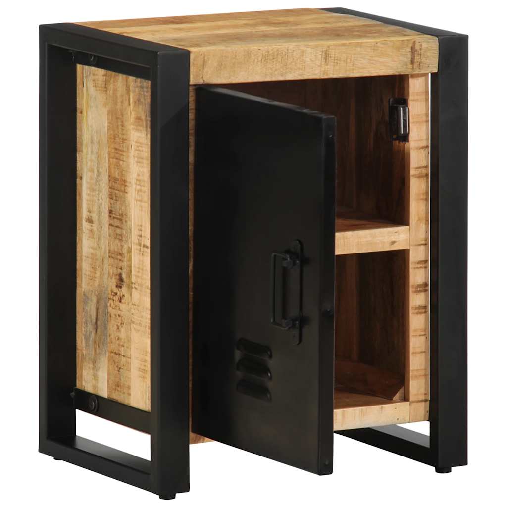 Comodino 40x30x51 cm in Legno Grezzo Massello di Mango