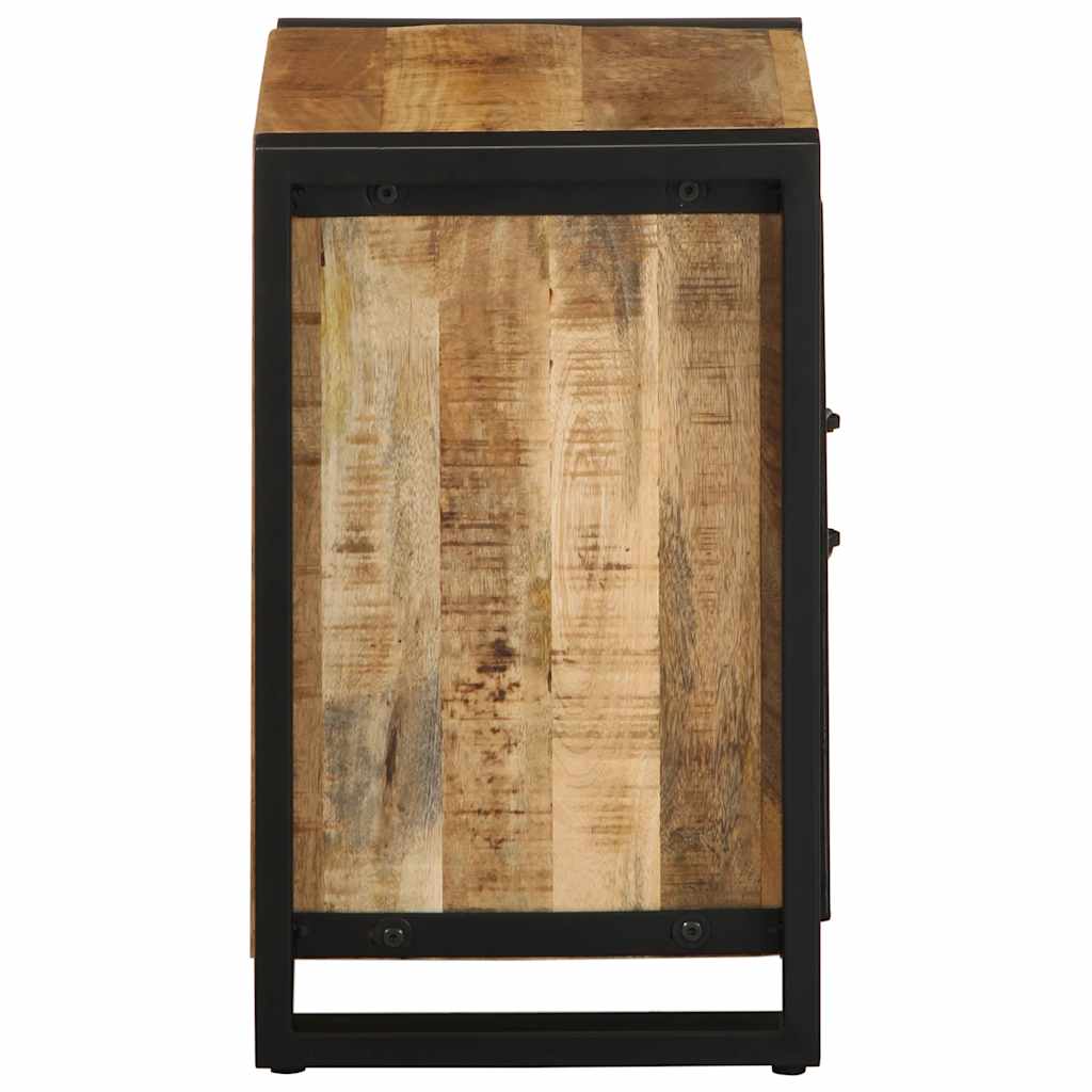 Comodino 40x30x51 cm in Legno Grezzo Massello di Mango