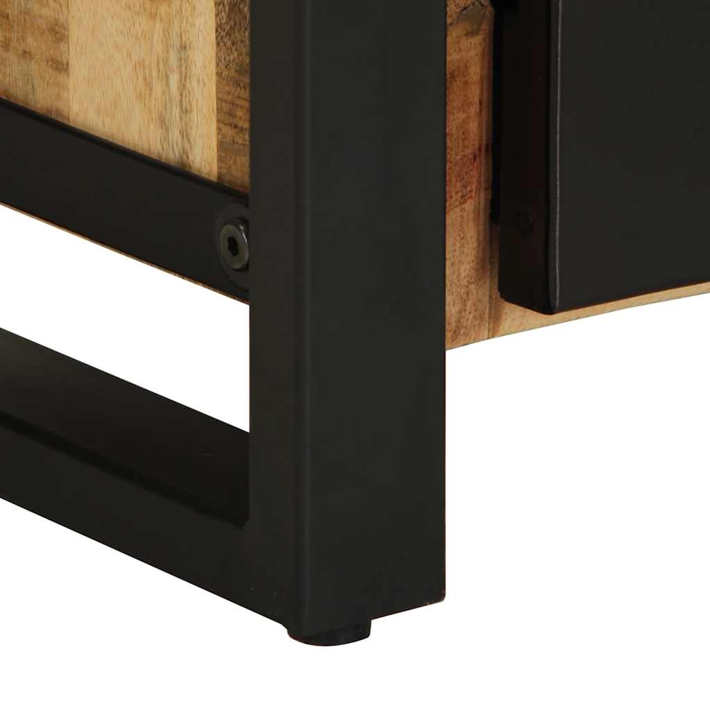 Comodino 40x30x51 cm in Legno Grezzo Massello di Mango