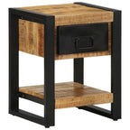 Comodino 35x34x45 cm in Legno Massello Mango Grezzo
