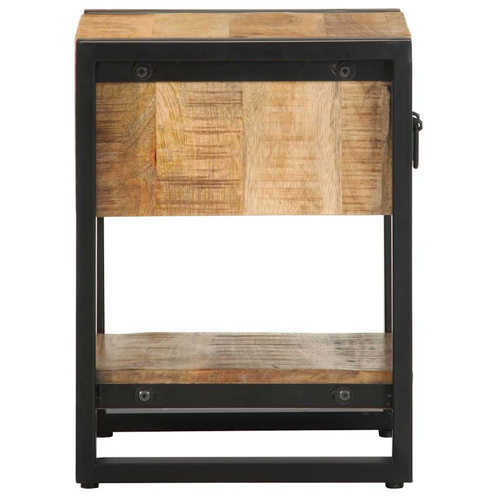 Comodino 35x34x45 cm in Legno Massello Mango Grezzo