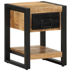 Comodini 2 pz in Legno Massello di Mango Grezzo