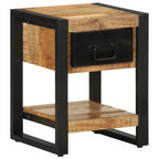 Comodini 2 pz in Legno Massello di Mango Grezzo