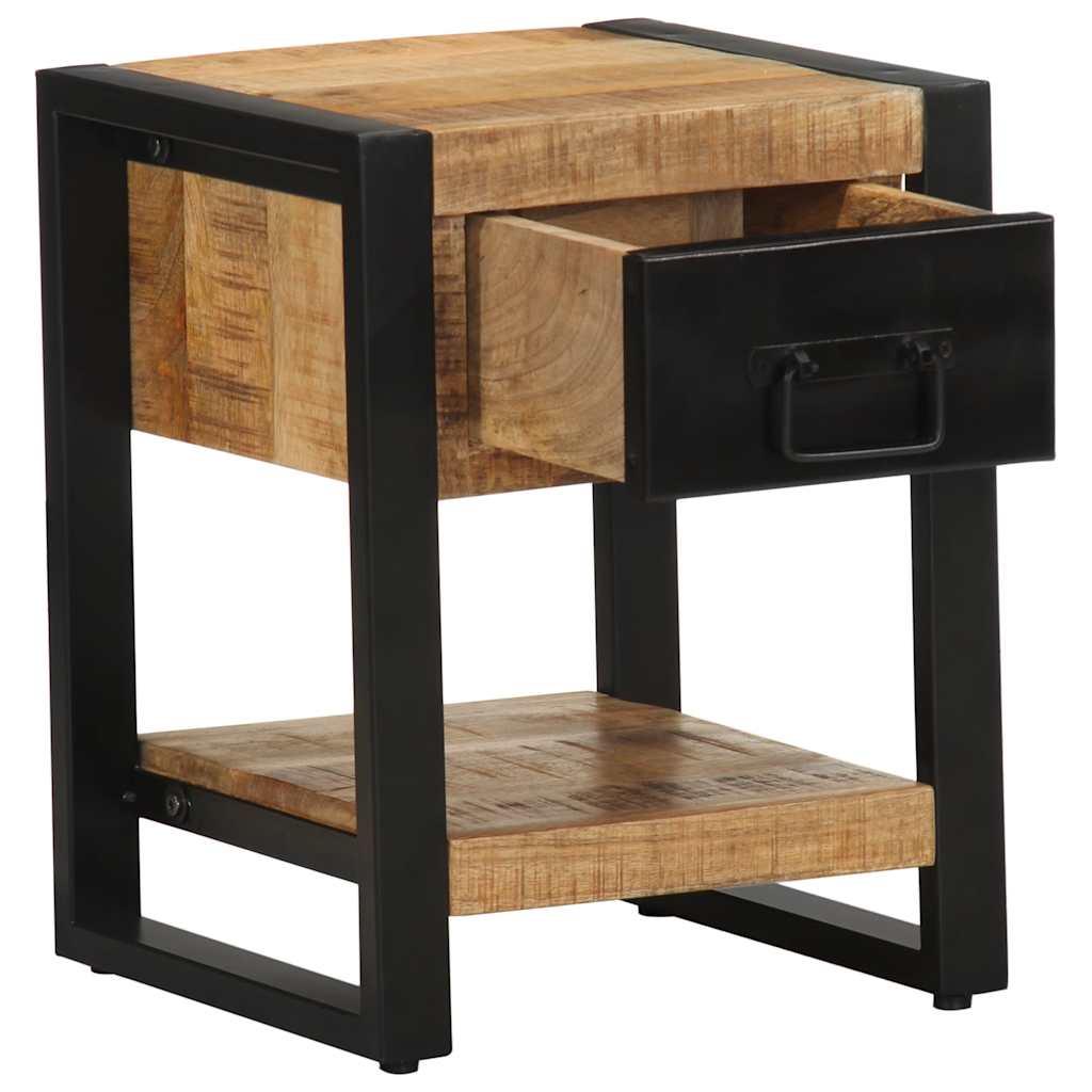 Comodini 2 pz in Legno Massello di Mango Grezzo