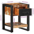 Comodino Multicolore 35x34x45 cm in Legno Massello Recupero