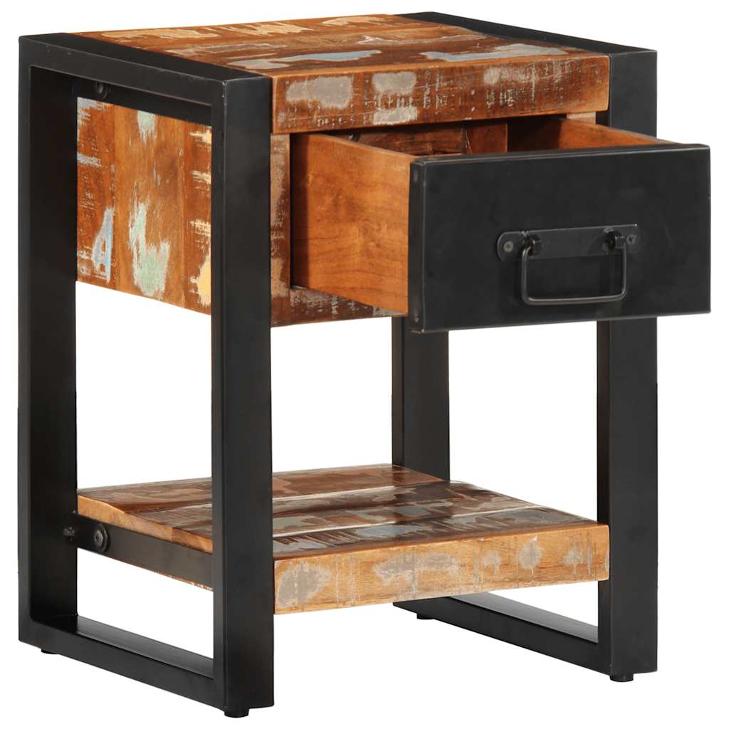 Comodino Multicolore 35x34x45 cm in Legno Massello Recupero