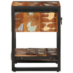 Comodino Multicolore 35x34x45 cm in Legno Massello Recupero