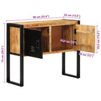 Tavolo Consolle 90x35x75 cm in Legno Massello di Mango Grezzo
