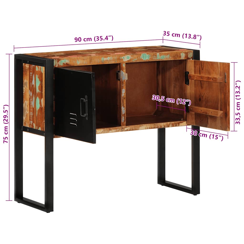 Tavolo Consolle Multicolore 90x35x75 cm Legno Massello Recupero