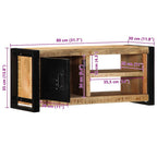 Mobile Porta TV 80x30x35 cm in Legno Massello di Mango Grezzo