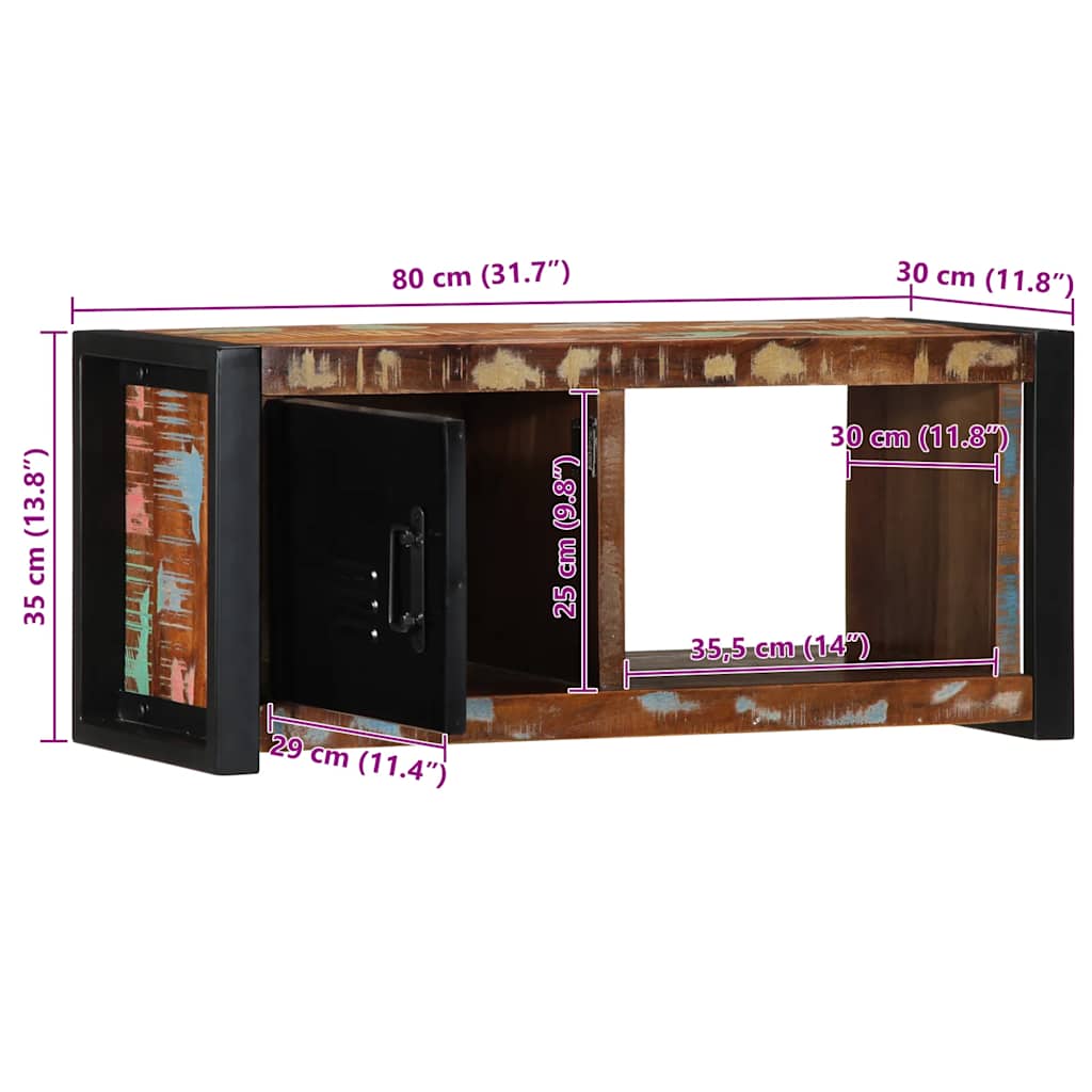 Mobile Porta TV 80x30x35 cm in Legno Massello di Recupero