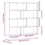 Libreria Angolare 4Ripiani Nera 85x85x140 cm Legno Multistrato