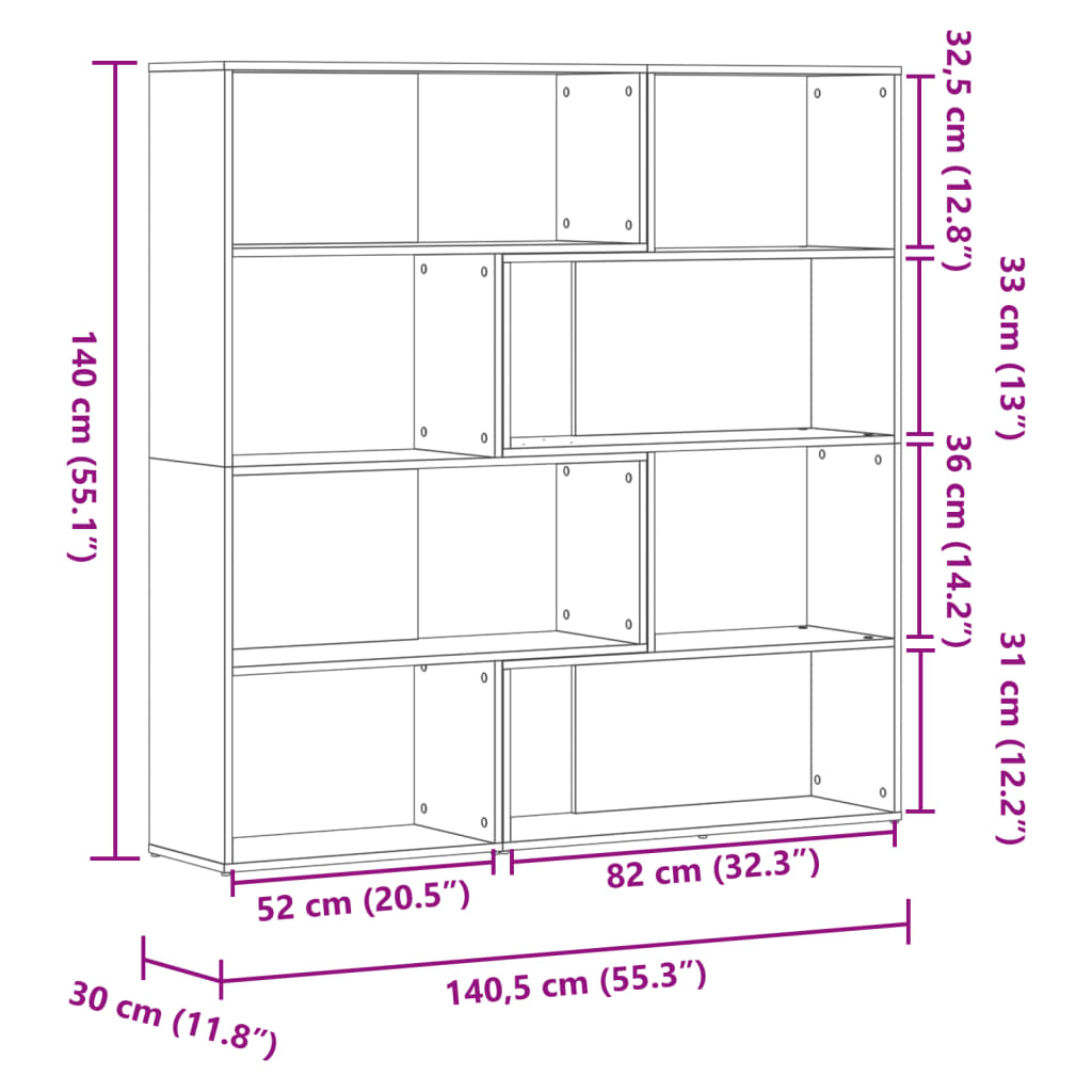 Libreria a 4 Ripiani Legno Vecchio 85x85x140 cm in Truciolare