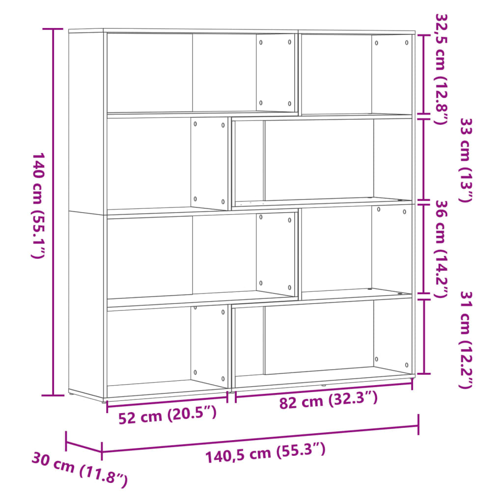 Libreria 4 Ripiani Rovere Artigianale 85x85x140 cm Truciolare