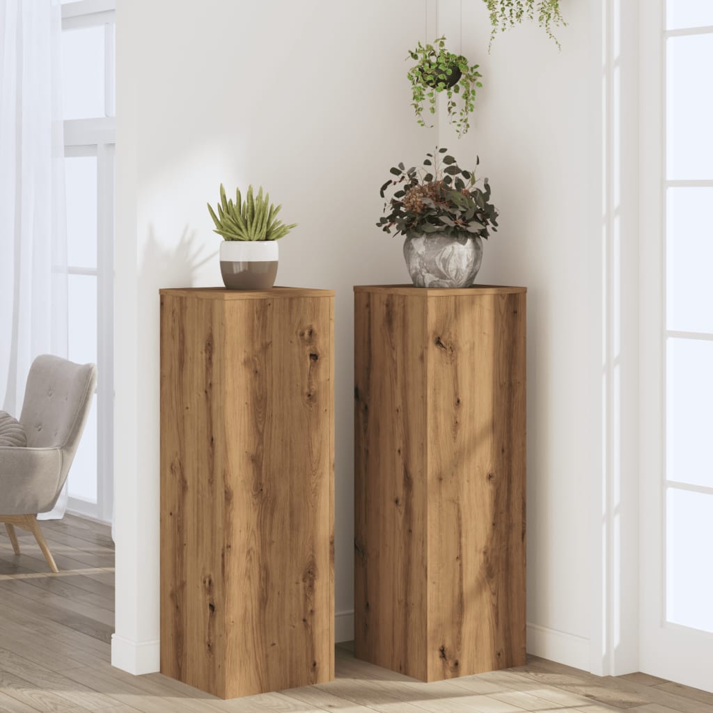 Supporti Piante 2 pz Rovere Artigianale 33x33x100cm Multistrato