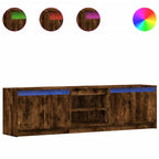 Mobile Porta TV con LED Rovere Fumo 180x34x50cm in Truciolato