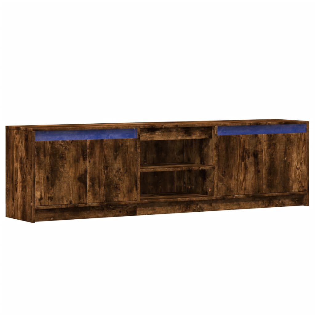 Mobile Porta TV con LED Rovere Fumo 180x34x50cm in Truciolato