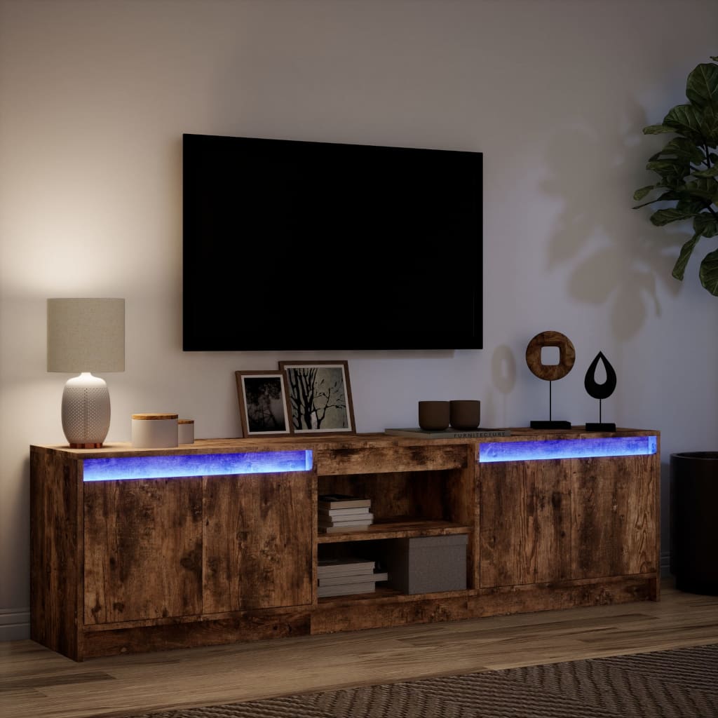 Mobile Porta TV con LED Rovere Fumo 180x34x50cm in Truciolato