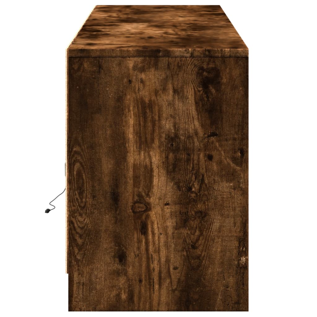 Mobile Porta TV con LED Rovere Fumo 180x34x50cm in Truciolato