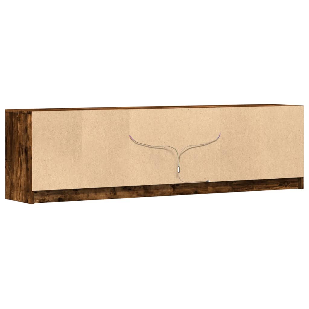 Mobile Porta TV con LED Rovere Fumo 180x34x50cm in Truciolato