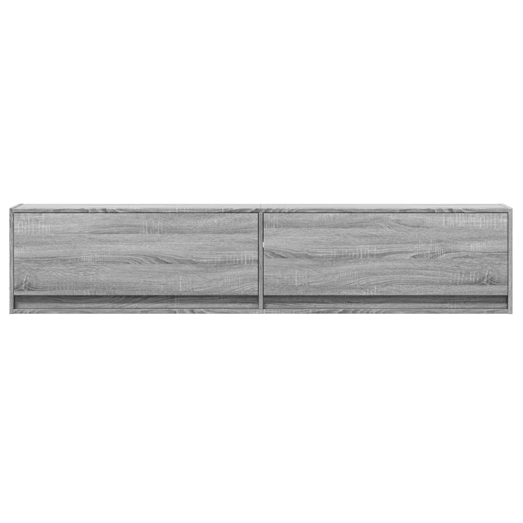 Mobile TV a Parete con LED Grigio Sonoma 180x31x38 cm