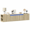 Mobile TV a Parete con LED Rovere Sonoma 180x31x39,5 cm