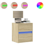 Comodino a Parete con luci LED Rovere Sonoma