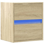 Comodino a Parete con luci LED Rovere Sonoma