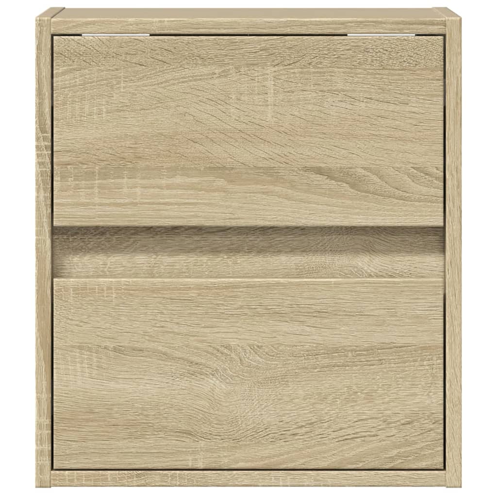 Comodino a Parete con luci LED Rovere Sonoma
