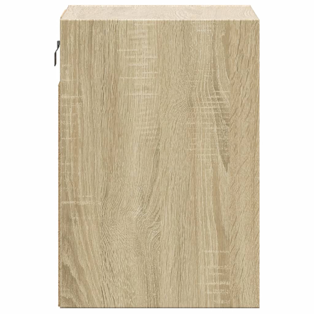 Comodino a Parete con luci LED Rovere Sonoma