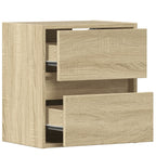 Comodino a Parete con luci LED Rovere Sonoma