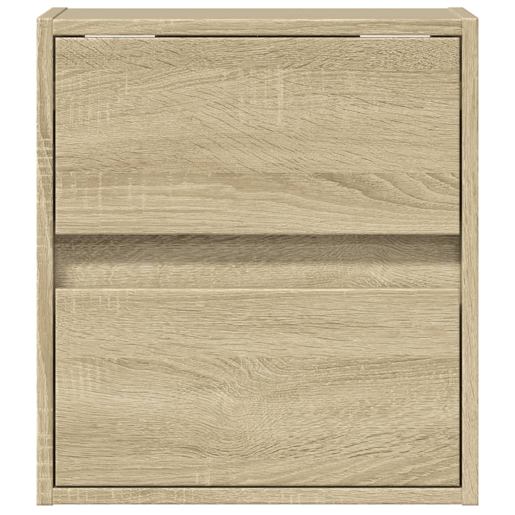 Comodini a Parete con luci LED 2 pz Rovere Sonoma