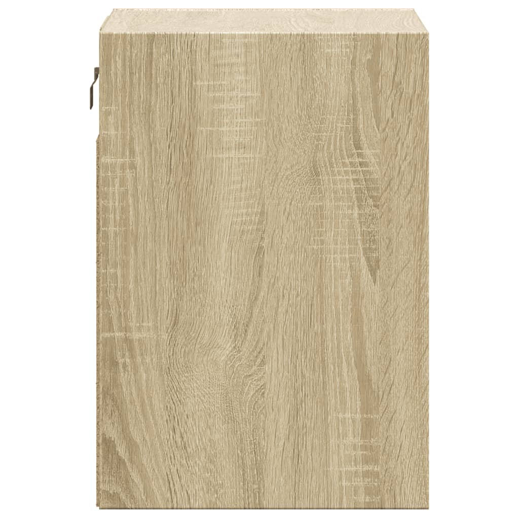 Comodini a Parete con luci LED 2 pz Rovere Sonoma