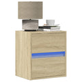 Comodini a Parete con luci LED 2 pz Rovere Sonoma