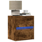 Comodino a Parete con luci LED Rovere Fumo